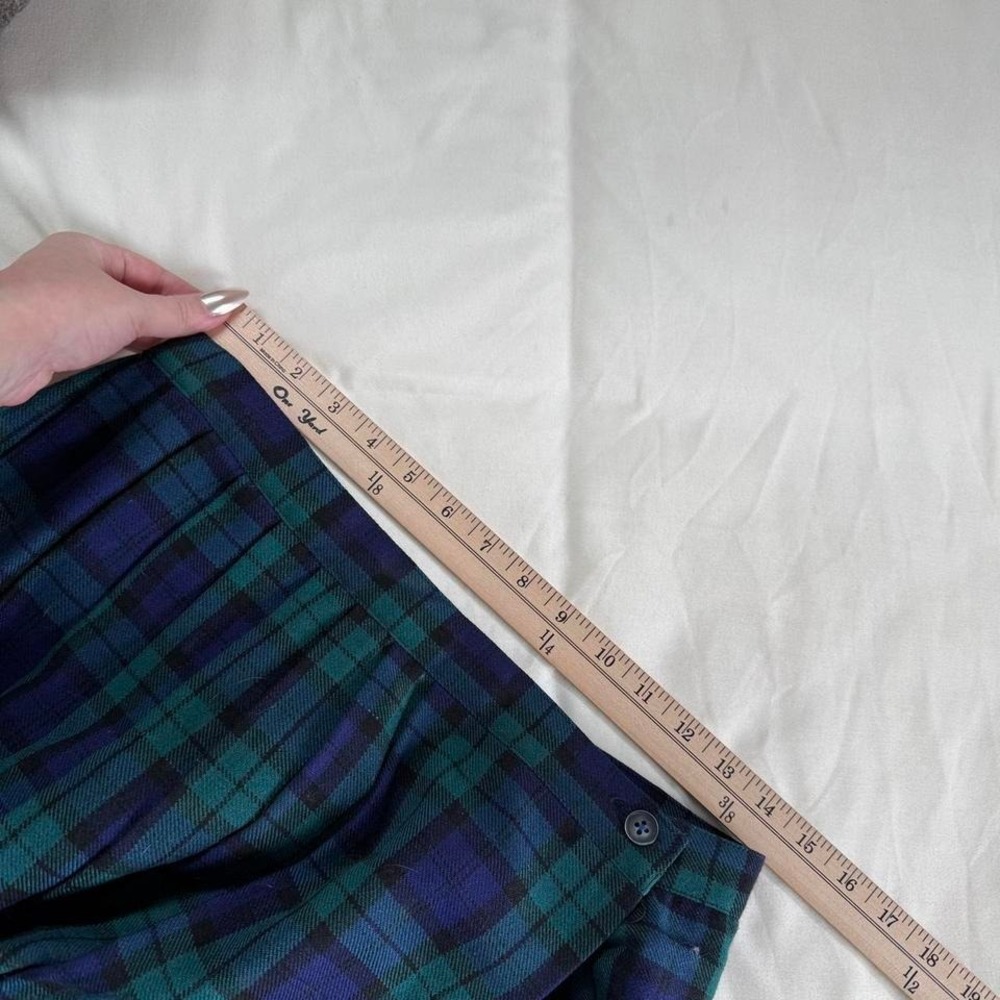 plaid wool skirt 90s plaid wool midi skirt size 8 - Picture 4 of 5